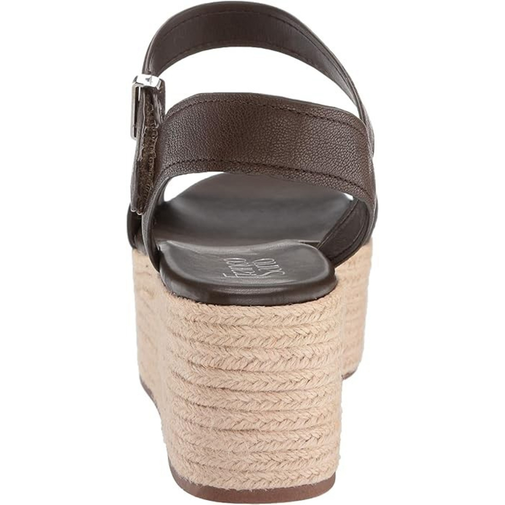Franco Sarto Women BROWN OLIVE LEATHER Sandals Espadrille Wedge Platform 9 M - Picture 6 of 13